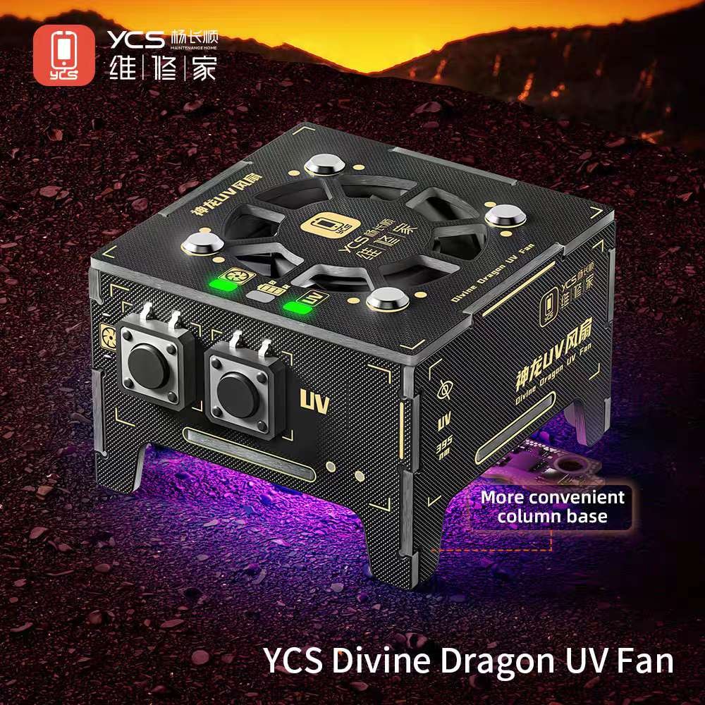 YCS 2 Si 1 Arada Uv Kürleme lambası Soğutma FAnı Kiti  ile Birlikte Kutuda Telefon Anakartı  IC Çip Onarımı ve Duman Çıkarma İçin